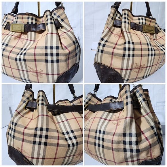 BURBERRY Haymarket Check Medium Willenmore Hobo Bag Brown/Beige - Picture 11 of 16